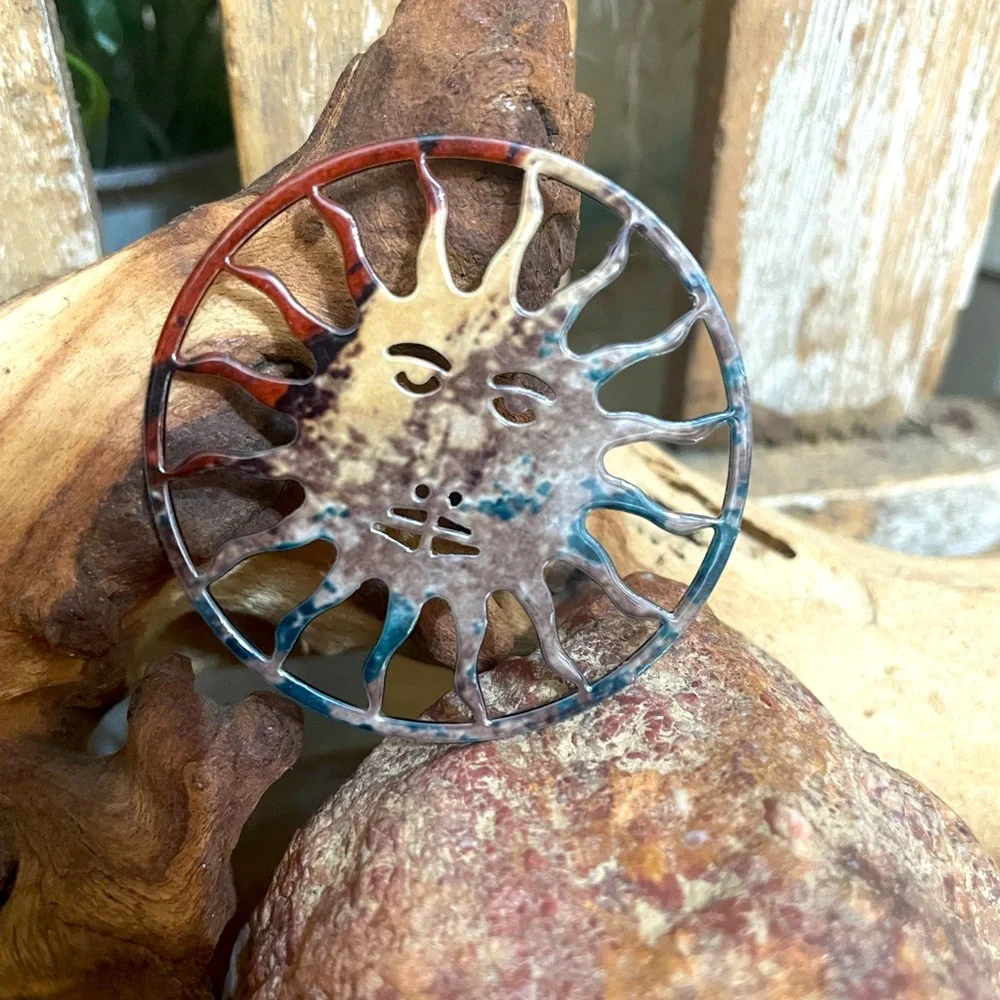 Tricolor BOHO Hippie Sun Celestial Pin NEW
